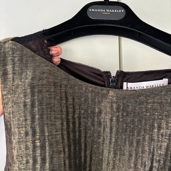 Amanda Wakeley A-line black/gold/bronze formal dress - Picture 3 of 8